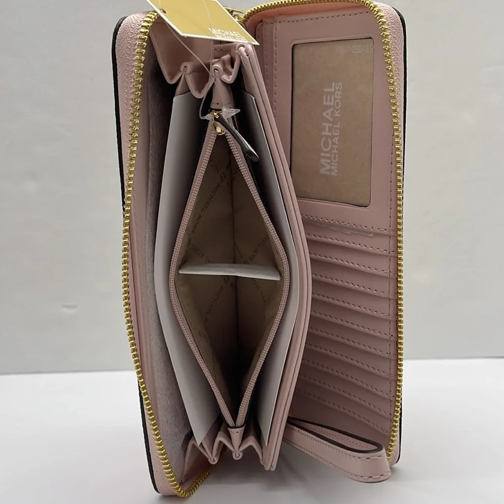 MICHAEL KORS Jet Set Travel Lg Signature Logo Continental Wristlet Phone Holder - Picture 6 of 16